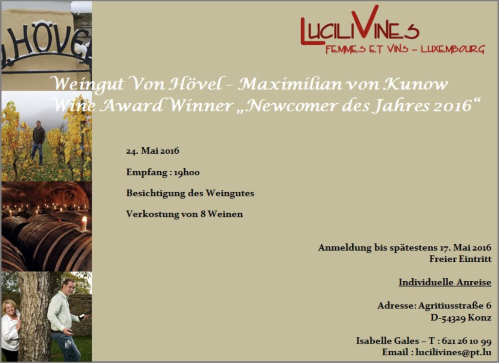Visite „Weingut Von Hövel - Maximilian von Kunow“